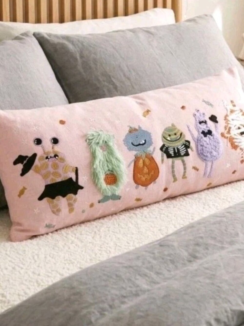 Moonlit Manor Monsters Couture Pink Halloween Decorative Lumbar Pillow Envogue